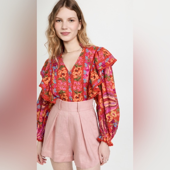 FARM Rio Red Spring Bananas Blouse - Picture 2 of 16